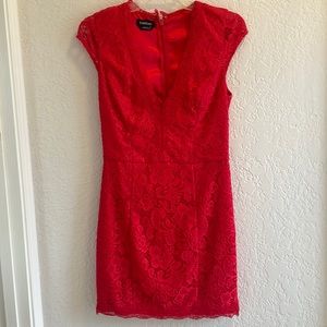 Bebe red lace/satin dress size 4
